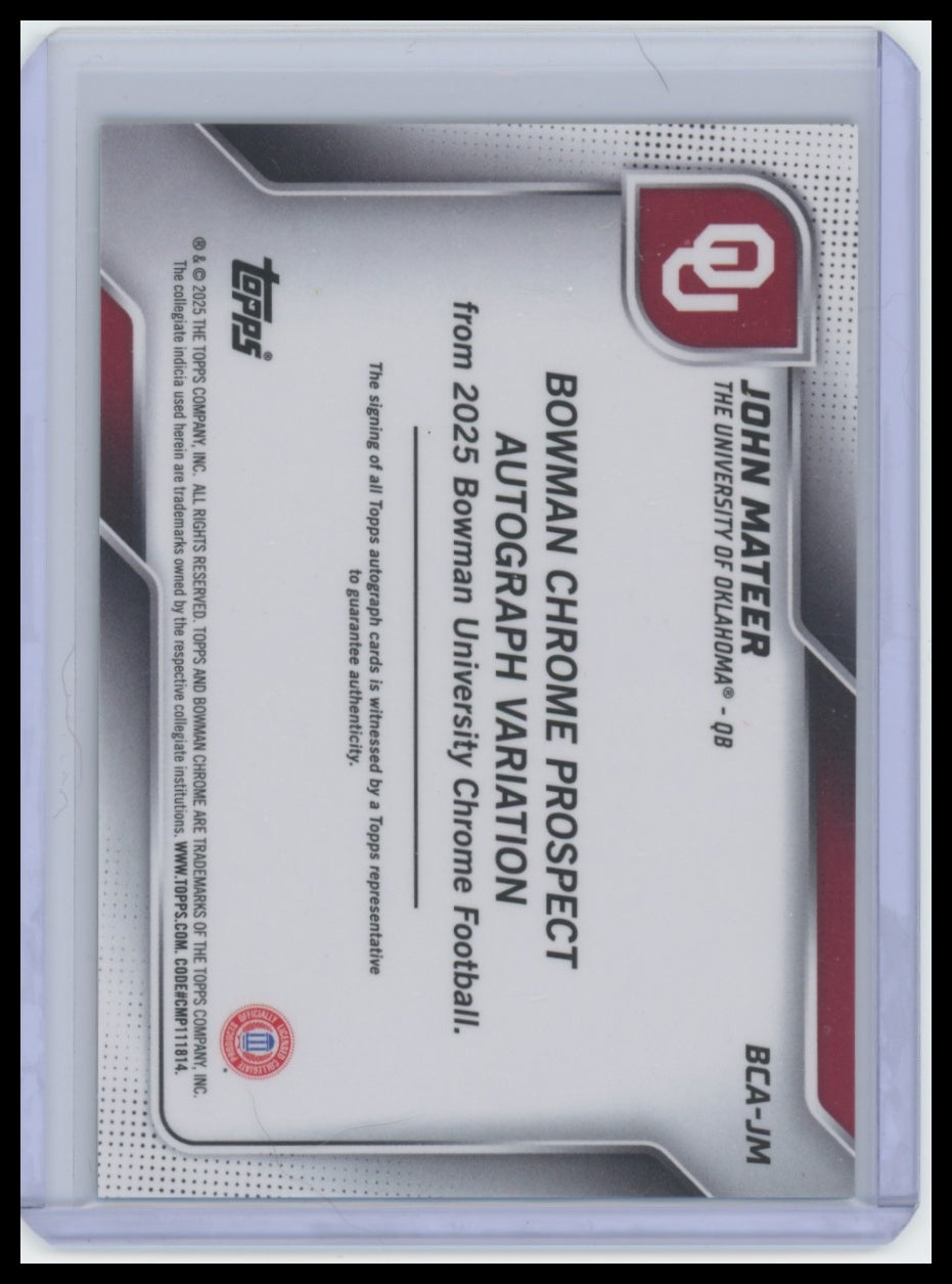 2025 Bowman University John Mateer Auto Green Refractor /99