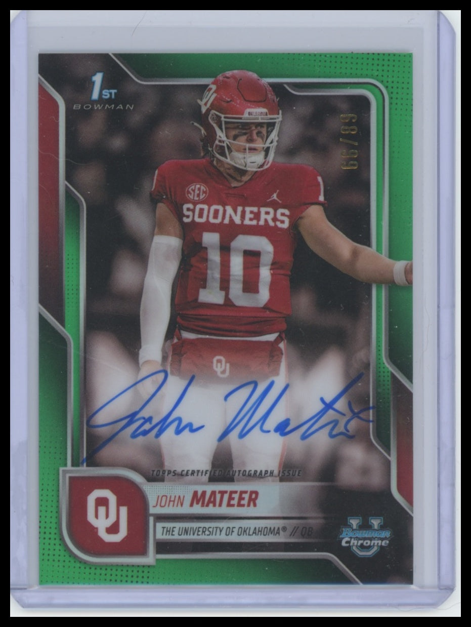 2025 Bowman University John Mateer Auto Green Refractor /99