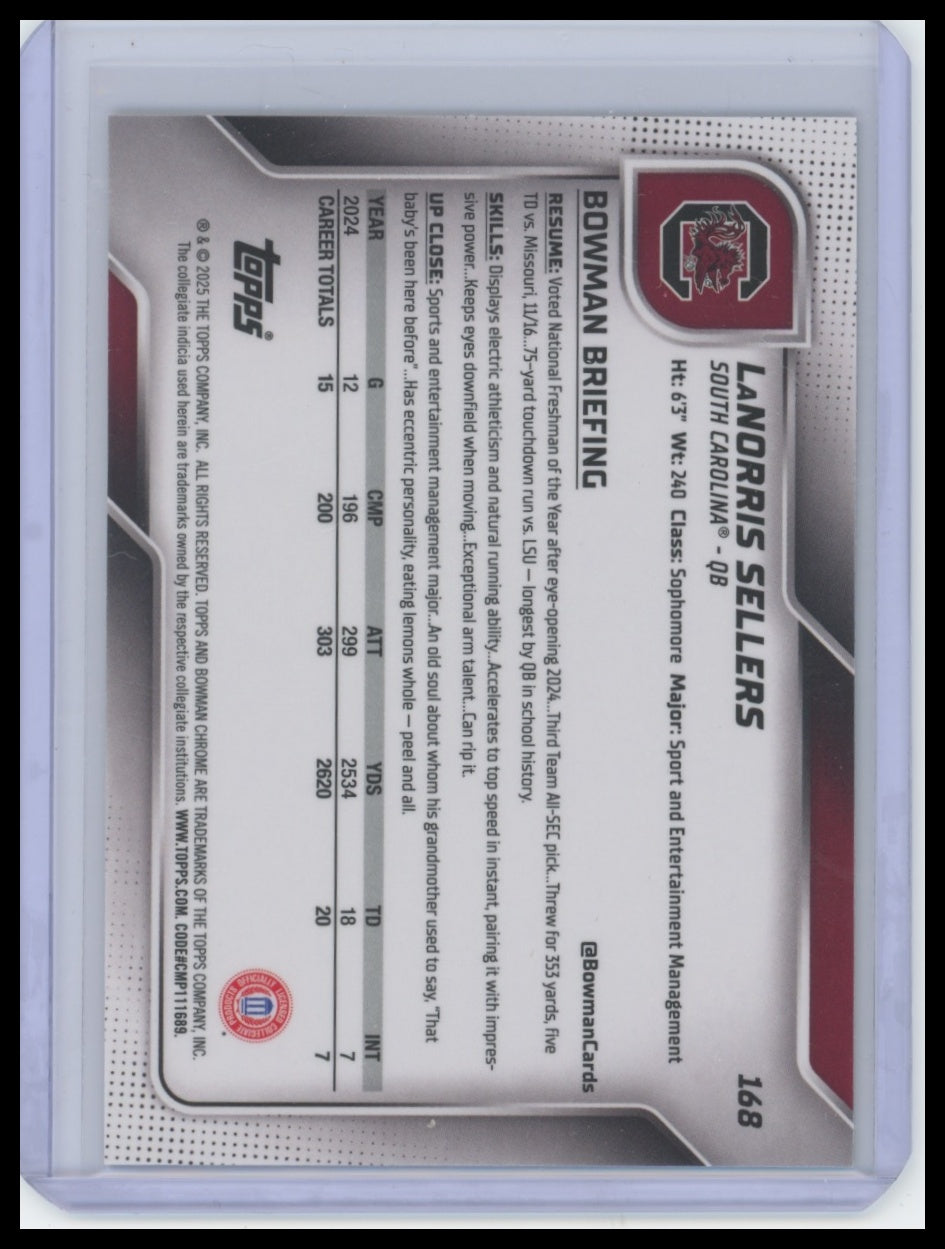 2025 Bowman University LaNorris Sellers Yellow Mini-Diamond Refractor /350