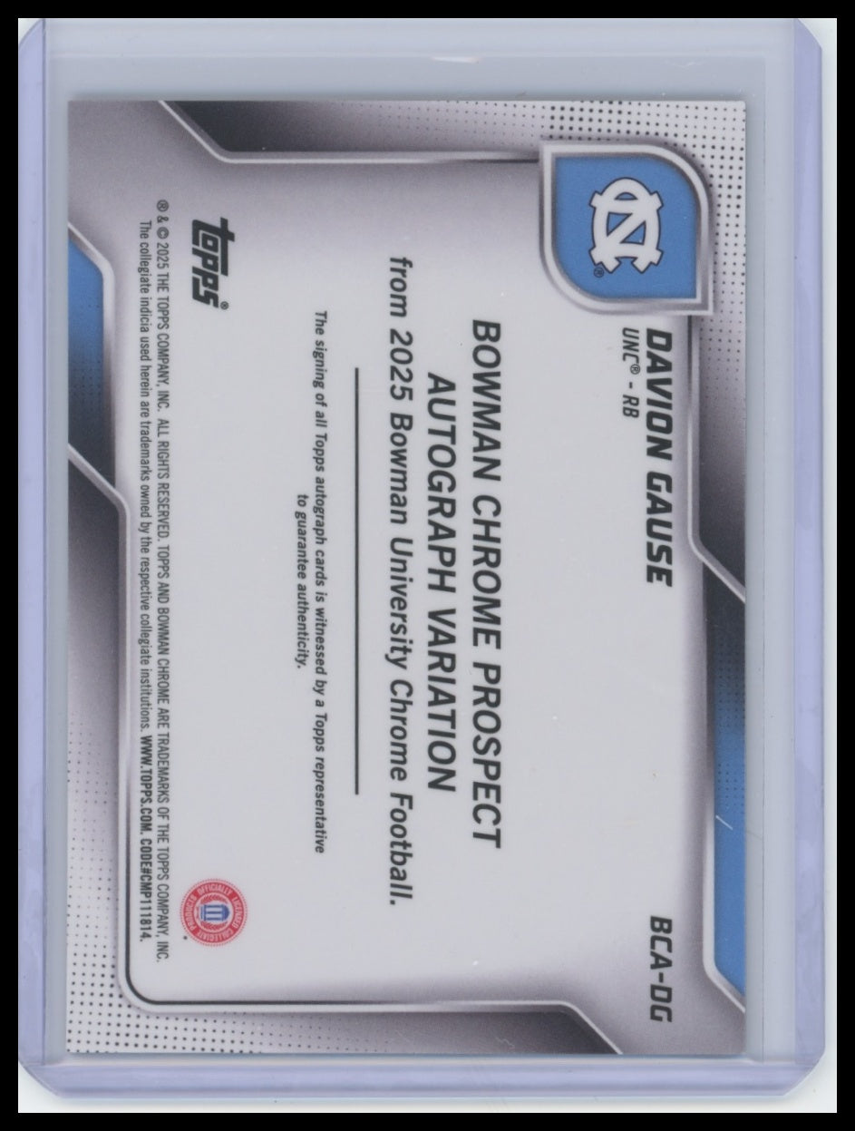 2025 Bowman University Chrome Davion Gause Prospect Autographs Stealth Refractor